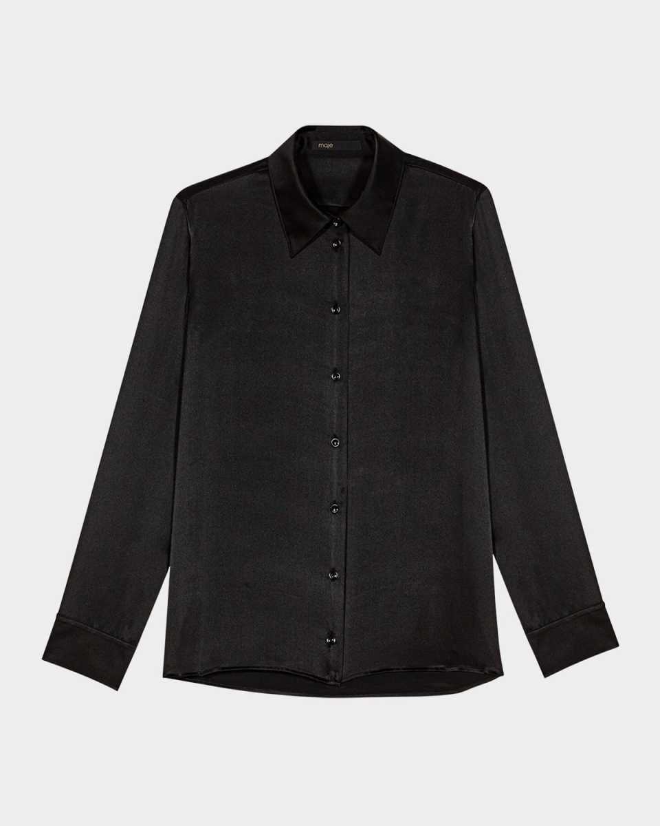 Cecily Silk Button-Front Shirt